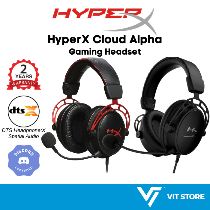 Headset Gaming HyperX Cloud Alpha Hitam-Merah/Hitam bingkai aluminium ...