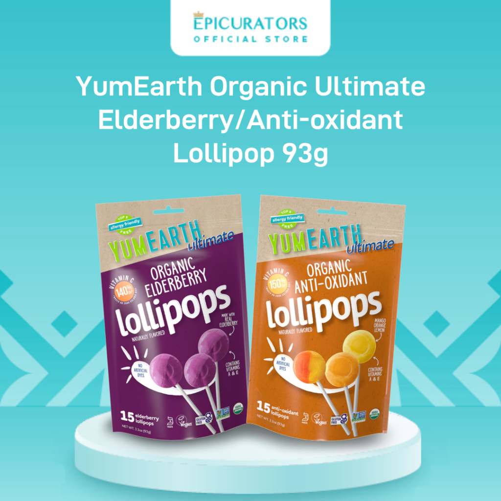 YumEarth Organic Ultimate Elderberry/Anti-Oxidant Lollipops 93g ...