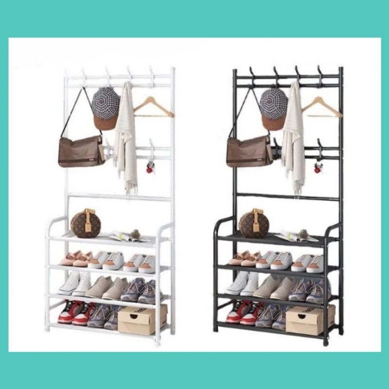 4 Tiers Multifunctional Coat Clothes Rack Bag Hanger Rack Shoe Rack ...