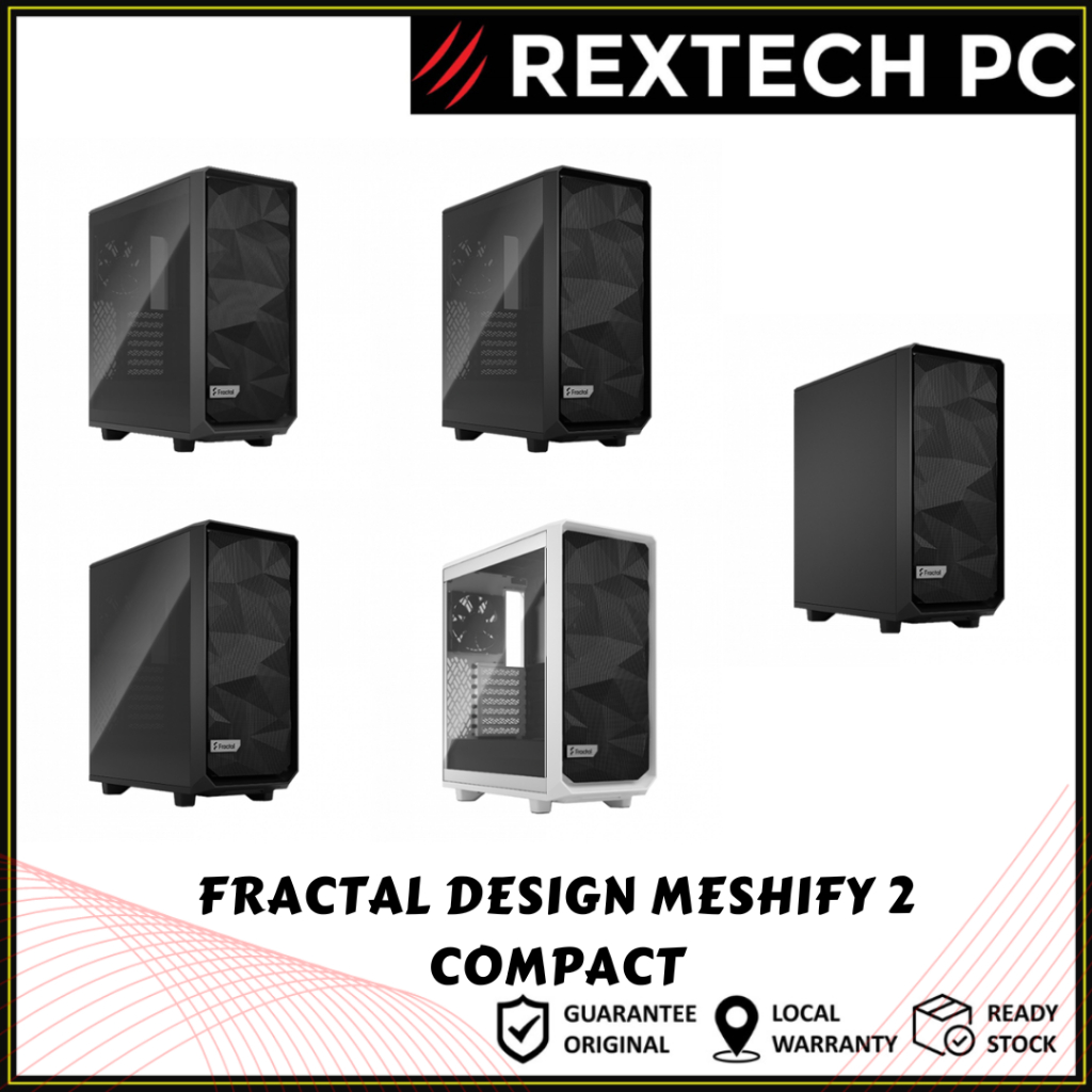 FRACTAL DESIGN Meshify 2 Compact Black / Gray / White Tempered Glass PC ...