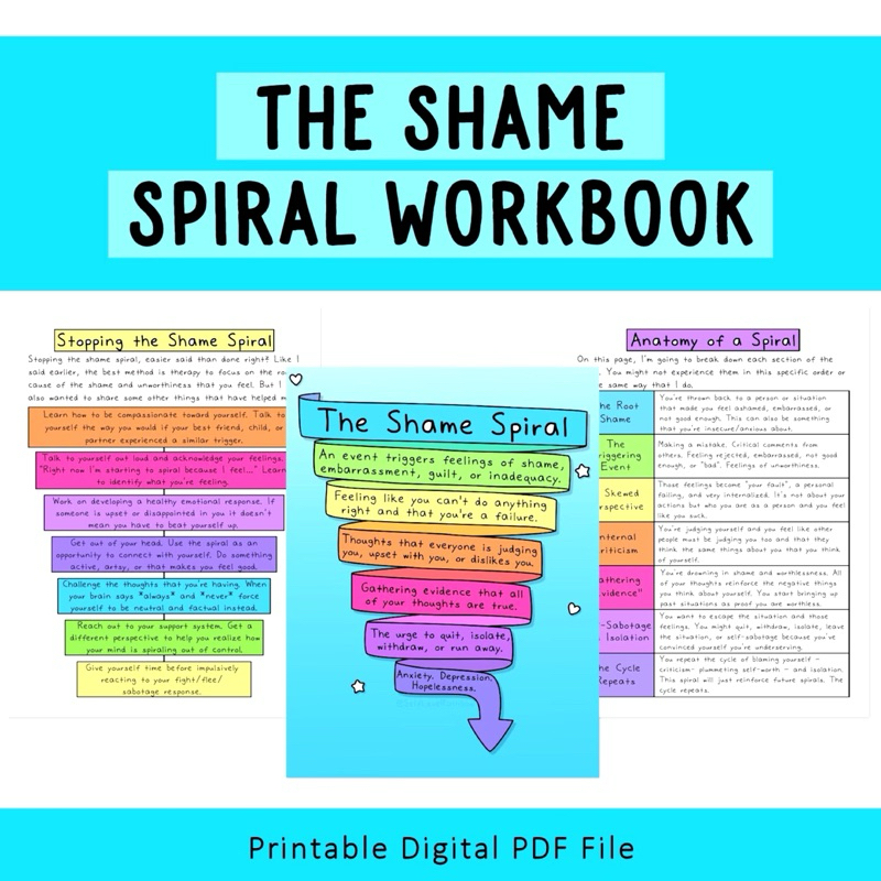 Shame Spirals | Spiraling | Guilt | Self-Worth | Therapy Tools | Self ...