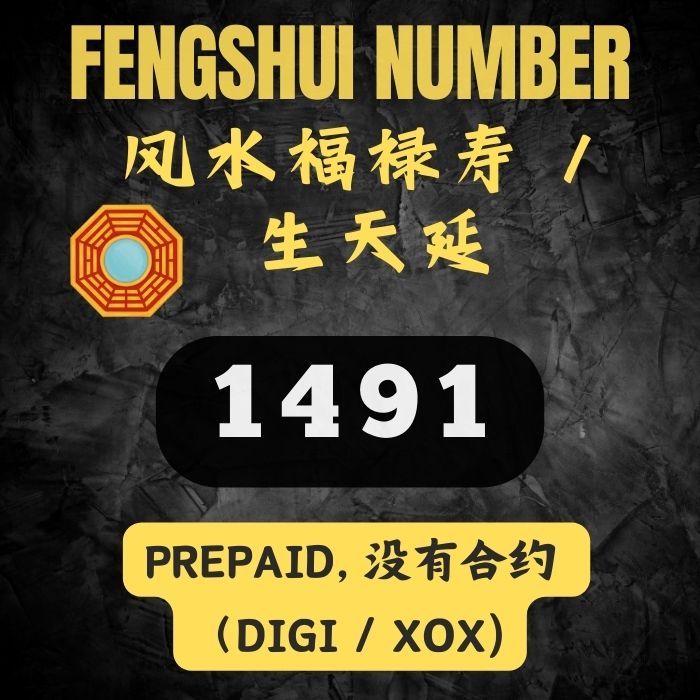 风水易经号码 PREPAID 福禄寿 生天延 1491 FENG SHUI NUMBER | Shopee Malaysia