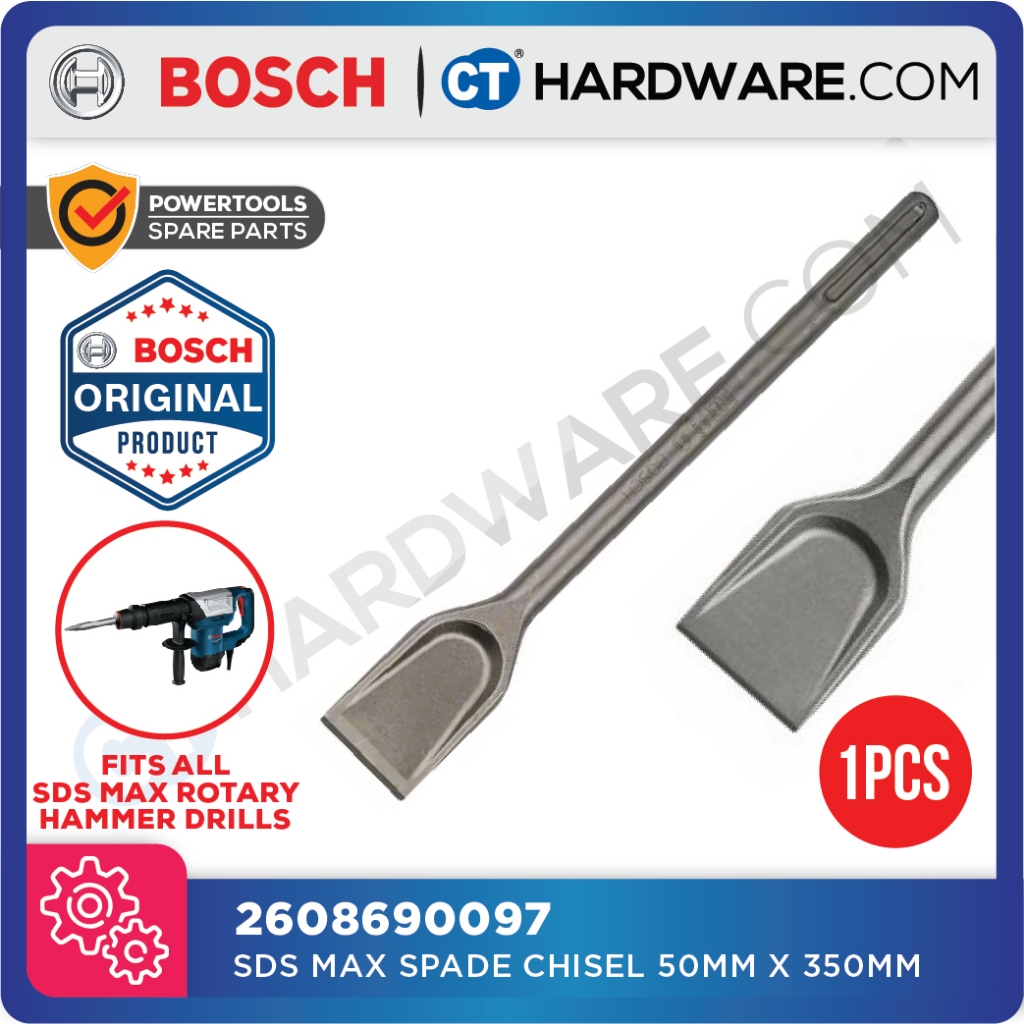 BOSCH 2608690097 SDS MAX SPADE CHISEL 50MM X 350MM FOR ROTARY HAMMER