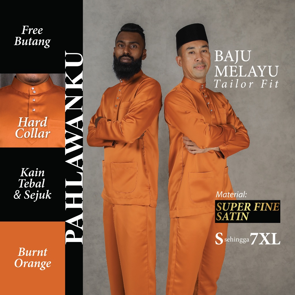 PAHLAWANKU Baju Melayu Tailor Slim Fit Baju Raya Satin | Shopee Malaysia