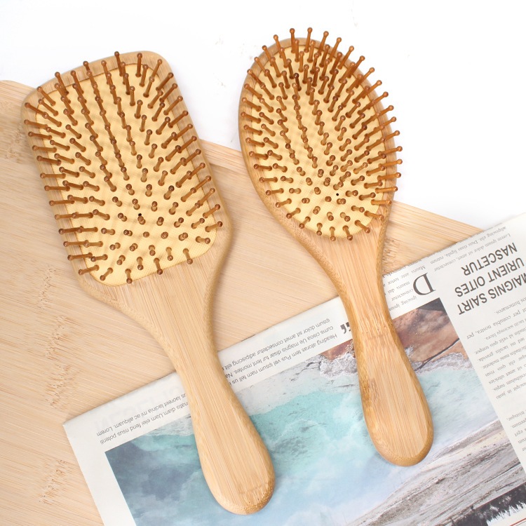 Natural Wooden Bamboo Scalp Massage Hair Growth 气垫梳子 Hair Brush Anti ...