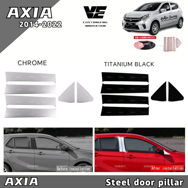 Vemart perodua axia 20142022 car stainless steel door pillar frame