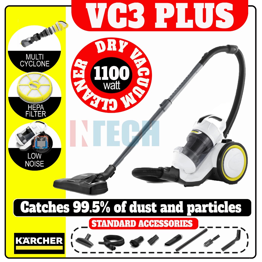 KARCHER VC3 PLUS / VC3PLUS MULTI CYCLONE VACUUM CLEANER C/W HEPA FILTER LOW NOISE WHITE