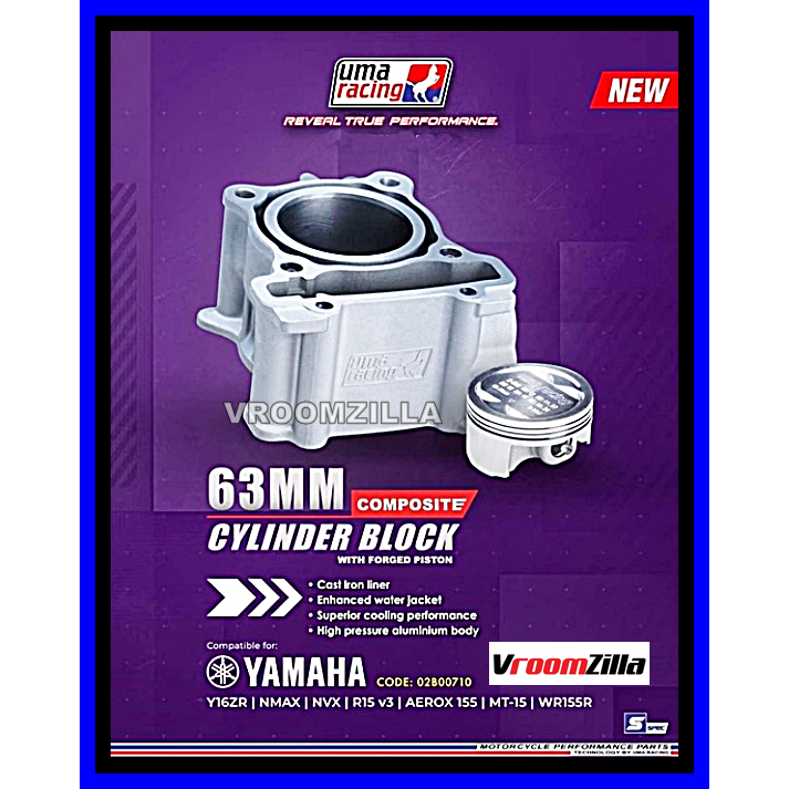 UMA RACING 63mm BLOCK SET Y15ZR LC135 FZ150 COMPOSITE CYLINDER FORGED ...