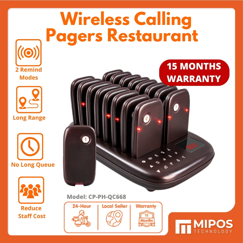 16-Buzzer Restaurant Pager System - Wireless Calling System With 984-1640ft Range For Restaurants & Businesses