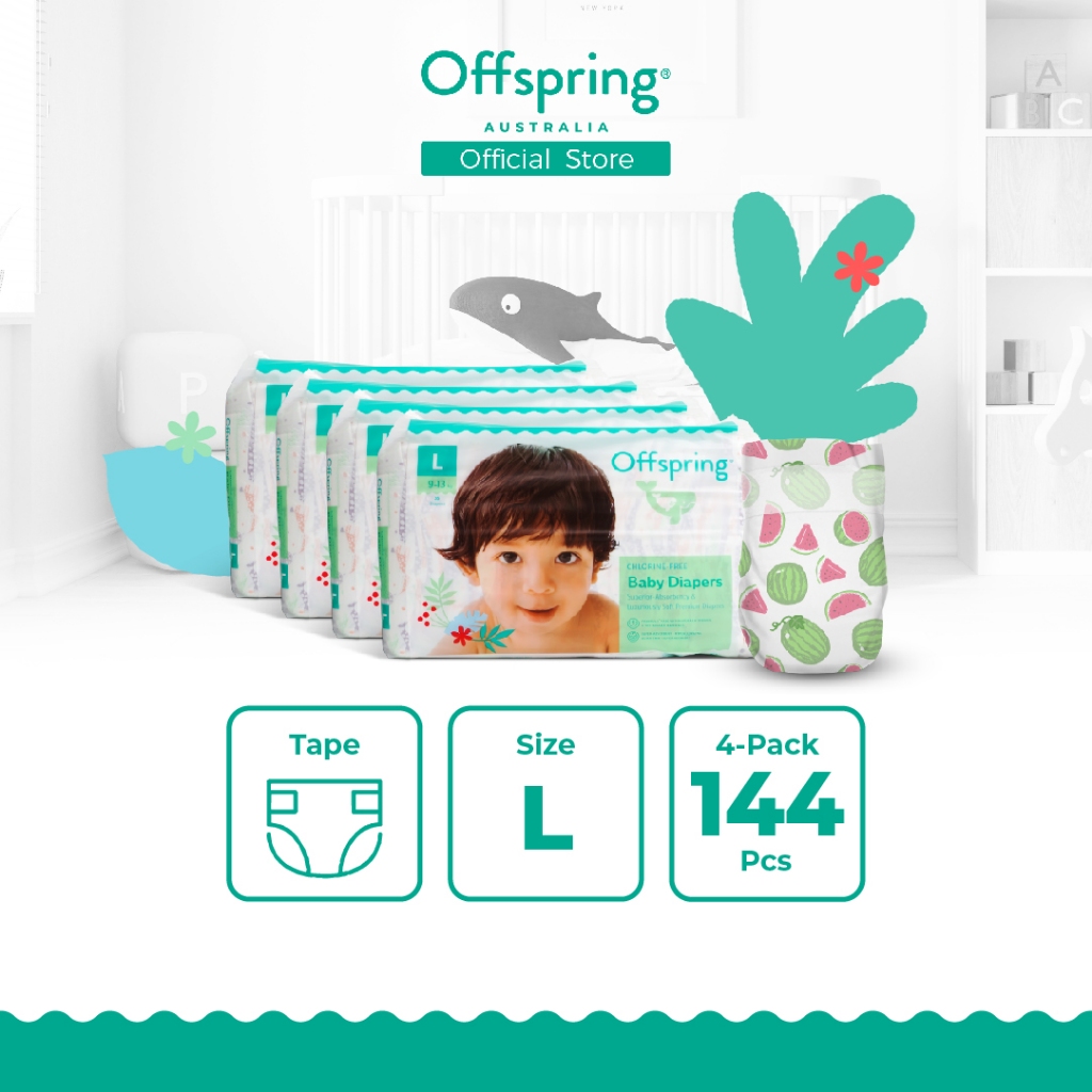 Offspring Fashion Baby Diapers Tape L (144pcs) [4 Packs] | Shopee Malaysia