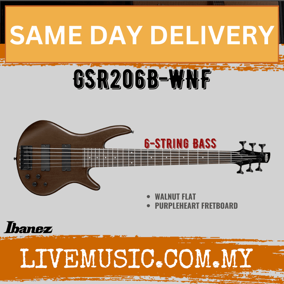 Ibanez Gsr206b Gio Series 6 Strings Electric Bass Guitar Walnut Flat Gsr206b Wnf Shopee 1117