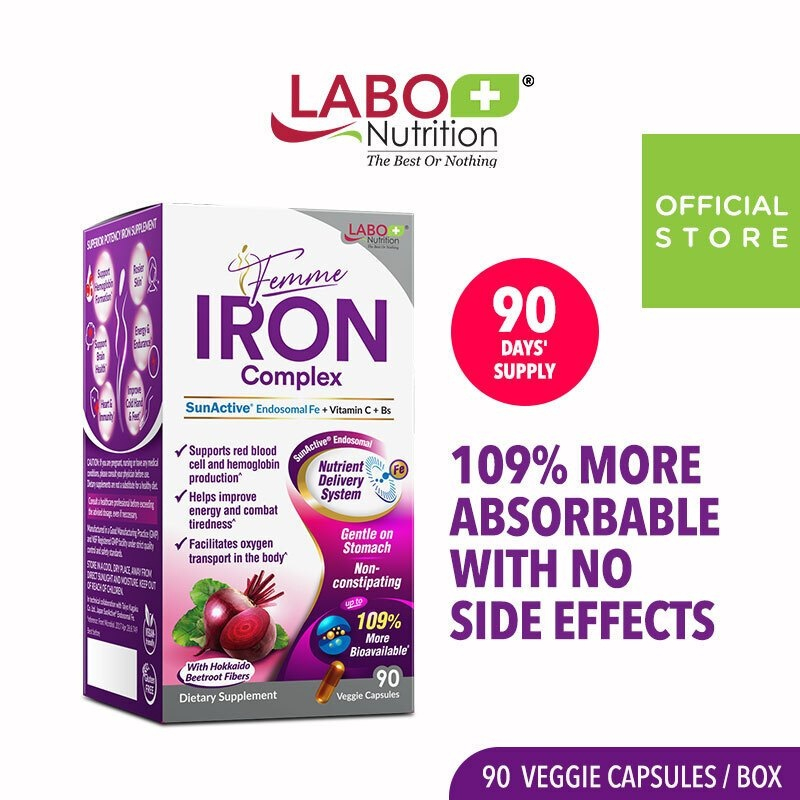 LABO Femme Iron Complex Supplement + Vitamin C B6 B6 B9 B12 + Beetroot