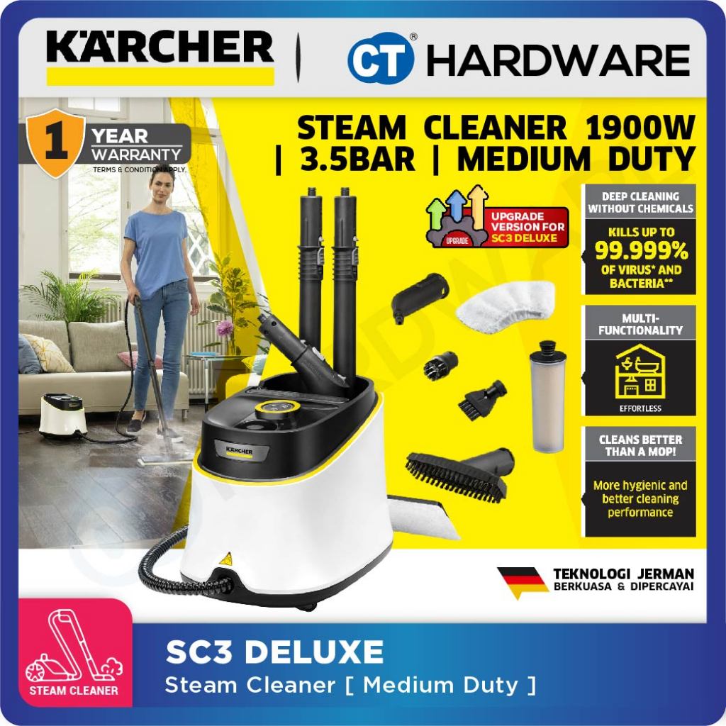 KARCHER SC3 DELUXE STEAM CLEANER 1900W 3.5BAR MEDIUM DUTY [ REPLACE