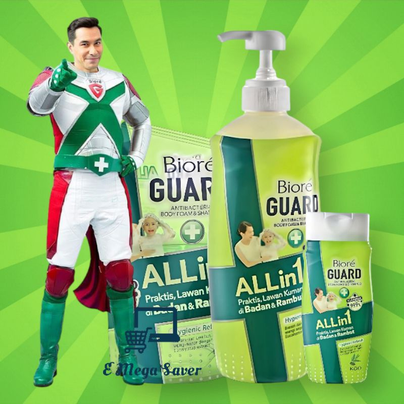 Biore Guard Antibacterial Body Foam & Shampoo All-in-1 Hygienic Refresh ...