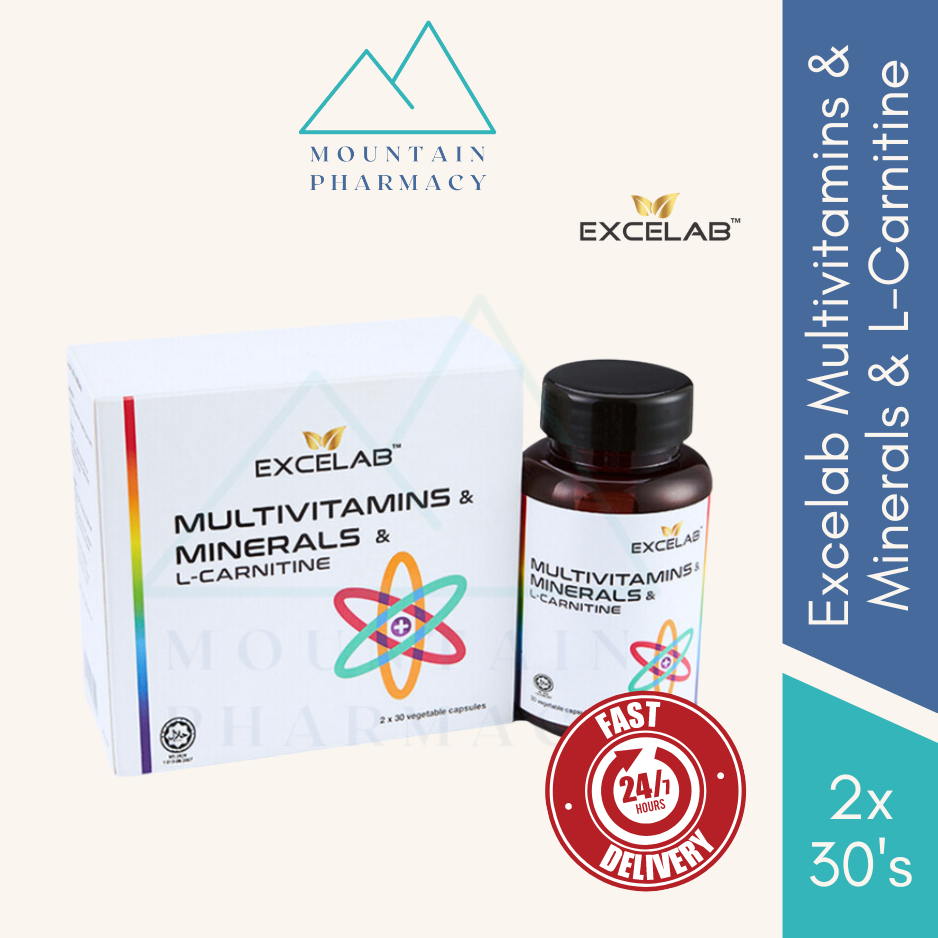 Excelab Multivitamins, Minerals & L-Carnitine Vegecap [30's | 2x30's ...