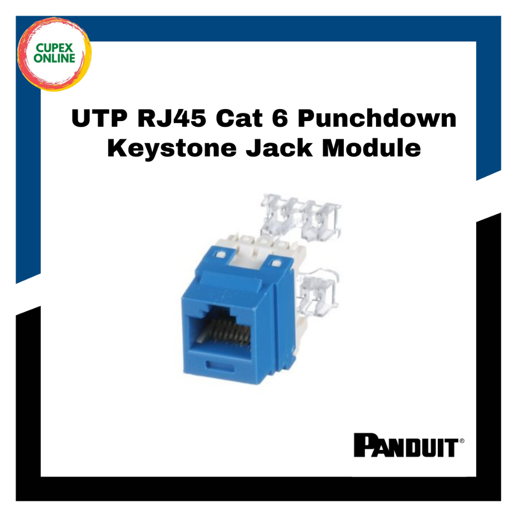Panduit Netkey CAT 6 UTP RJ45 Punchdown Keystone Jack Module Blue ...