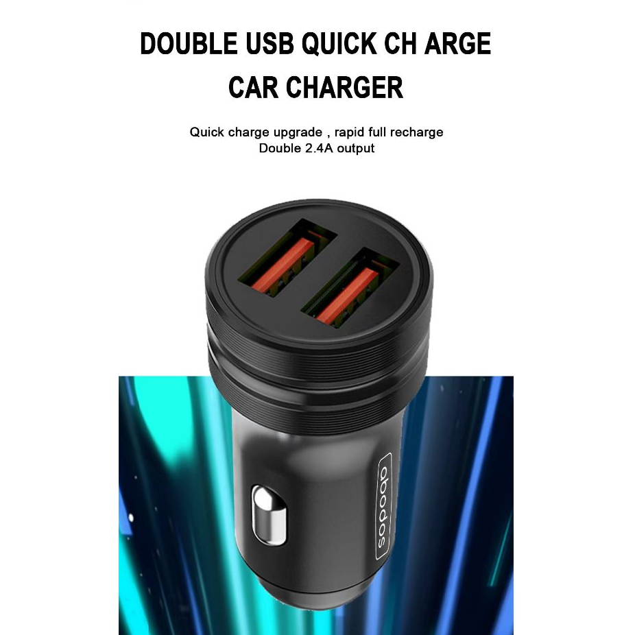 ABODOS AS-GS26 Smart Car Charger 3.6A Super Fast Quick Charging Dual ...