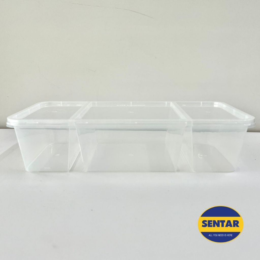 MW 1300TC Disposable Rectangle Plastic Food Container With 3 ...