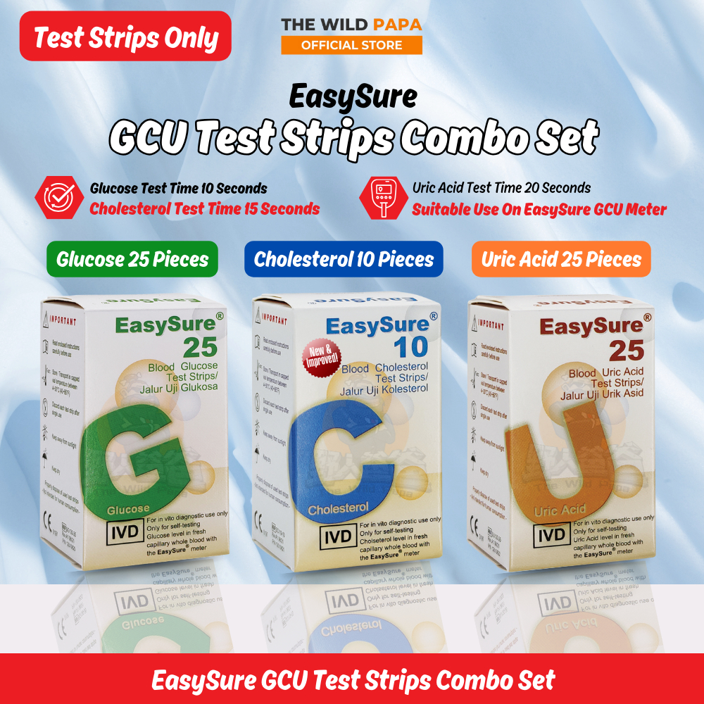 EASYSURE GCU Test Strips Blood Glucose, Cholesterol, Uric Acid & GCU ...