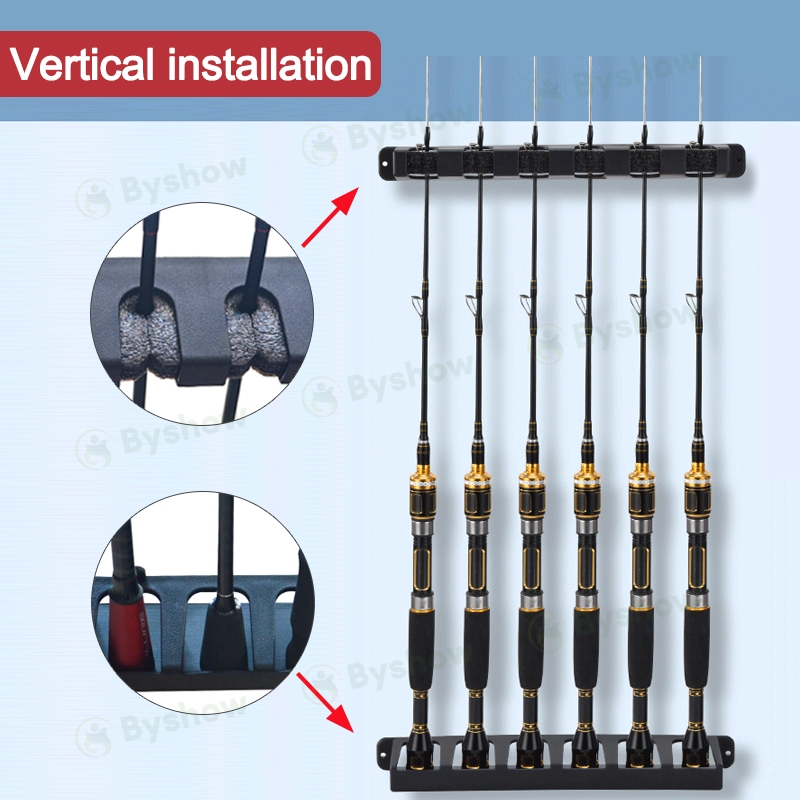 Fishing Rod Rack - 6 Rod Vertical/Horizontal Wall Mount Holder - Boat Pole  Stand Storage - RedTagTown Fishing Pole Holder