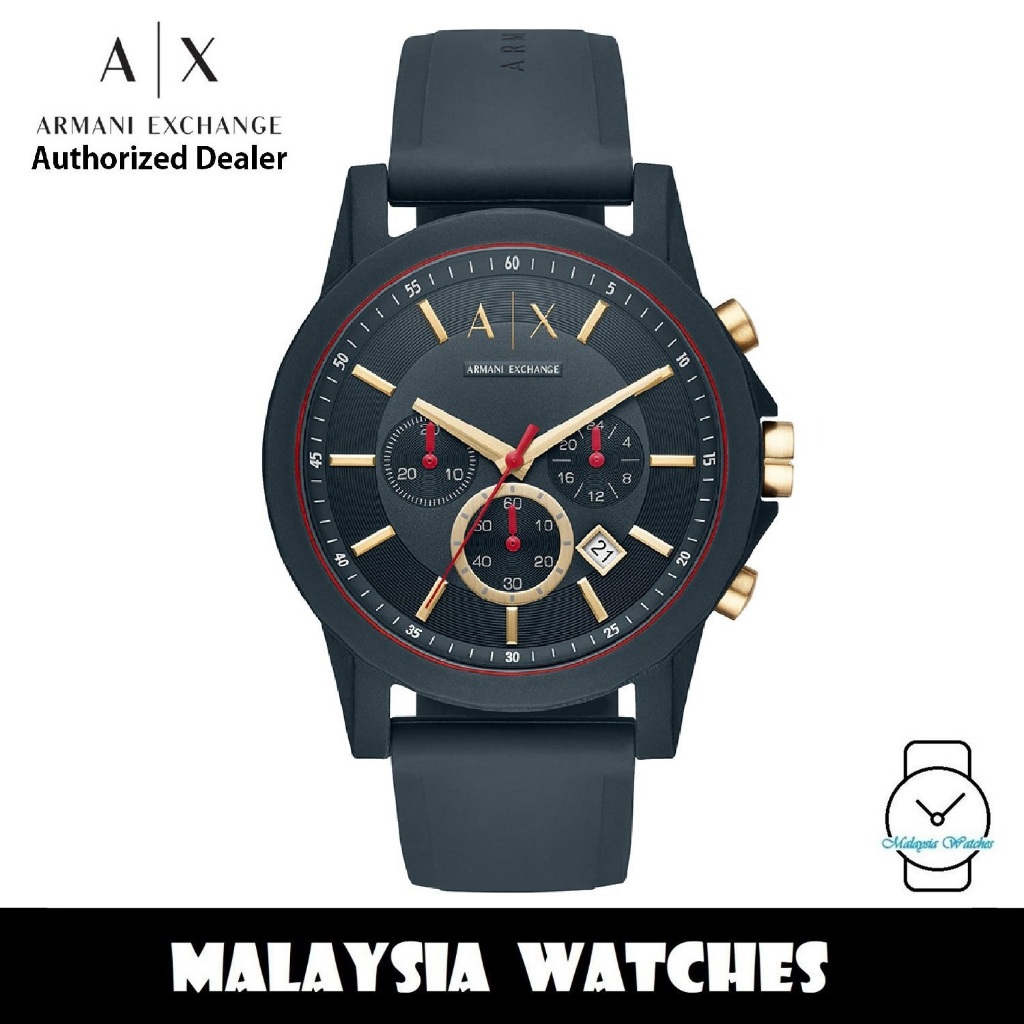 100 Original Armani Exchange Men s AX1335 Chronograph Dark Blue Silicone Strap Watch 2 Years International Warranty Shopee Malaysia