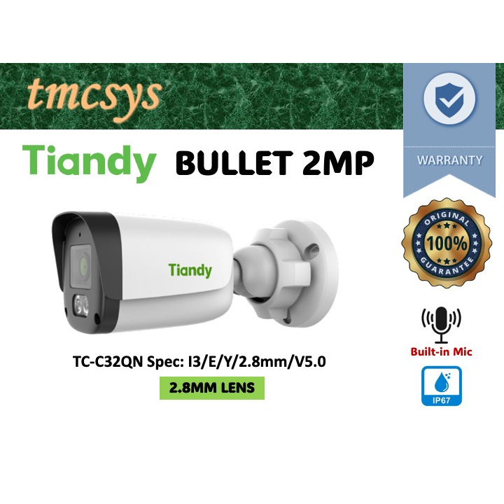 Tiandy TC-C32QN 2MP Bullet Turret Camera | 1080P | 2.8mm Lens | IP67 ...