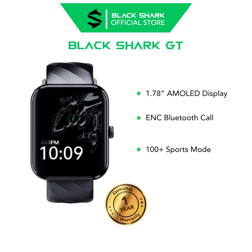 Black Shark Smartwatch GT 1.78 AMOLED Display 10 Days Battery IP68 Waterproof Bluetooth Calling Shopee Malaysia