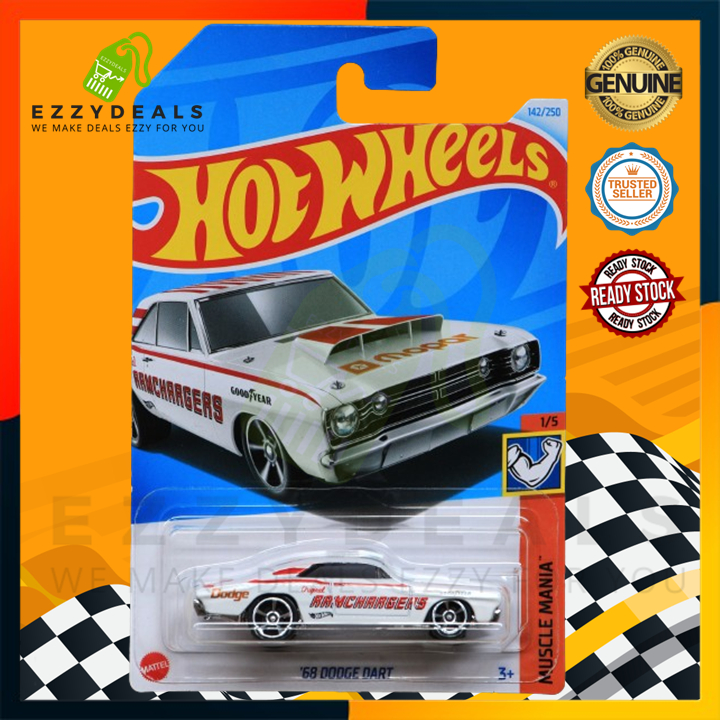 Hot Wheels 68 Dodge Dart – Muscle Mania 1/5 – Édition HTC57 – Carte Courte – Mopar, Good Year, Ramchargers – Mattel 2024, échelle 1:64 – Pour Collectionneurs Et Enfants Dès 3 Ans