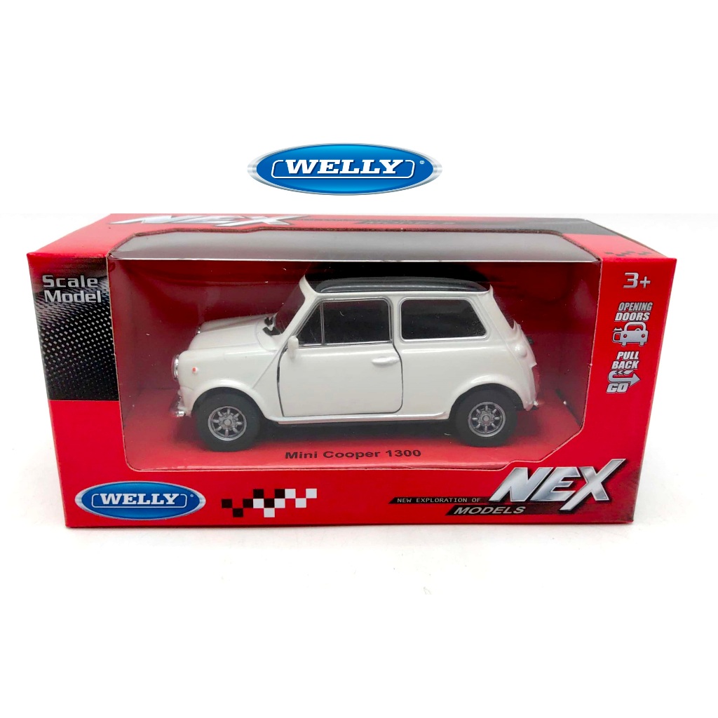 Welly Mini Cooper 1300 Modèle Réduit Voiture 1:34-1:39 Blanc - Voiture Miniature Sous Licence