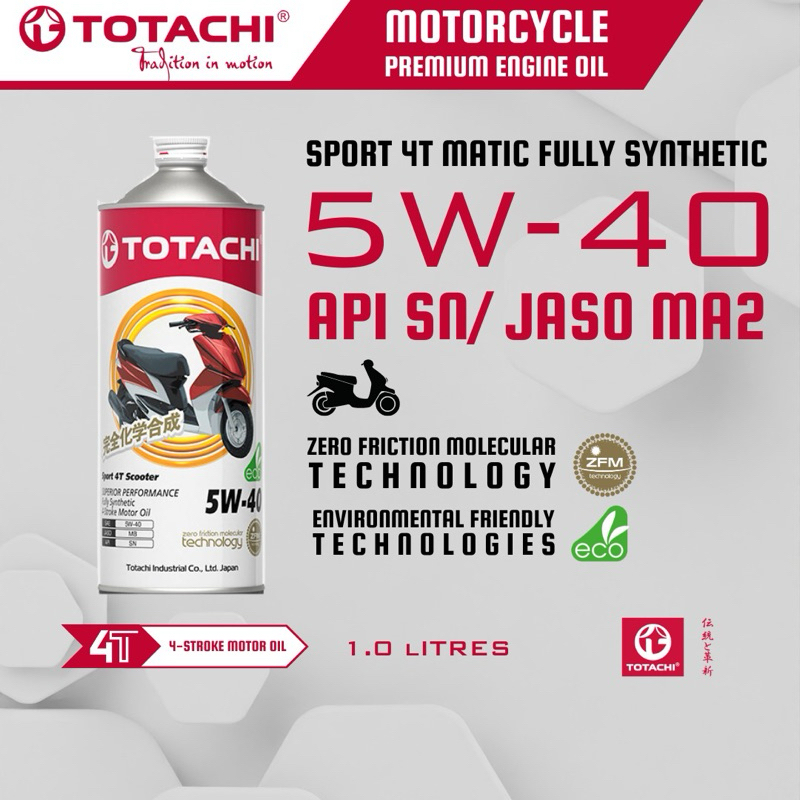 Totachi Japan 5W-40 5W40 Sport 4T Scooter Fully Sythentic 4-Stroke ...