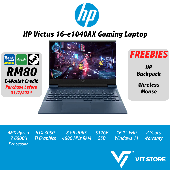 HP Victus 16 16-e1040AX R7 / 16-e1044AX R5 | RTX 3050 Ti DDR5 8GB 512GB ...