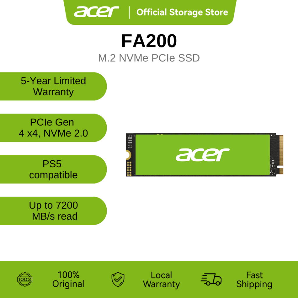 Acer FA200 500GB/ 1TB/ 2TB/ 4TB M.2 NVMe PCIe SSD | Shopee Malaysia