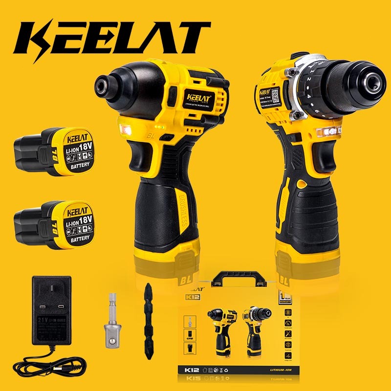 Keelat Kcid In Cordless Combo Set Impact Driver Brushless Impact Drill Screwdriver Drill