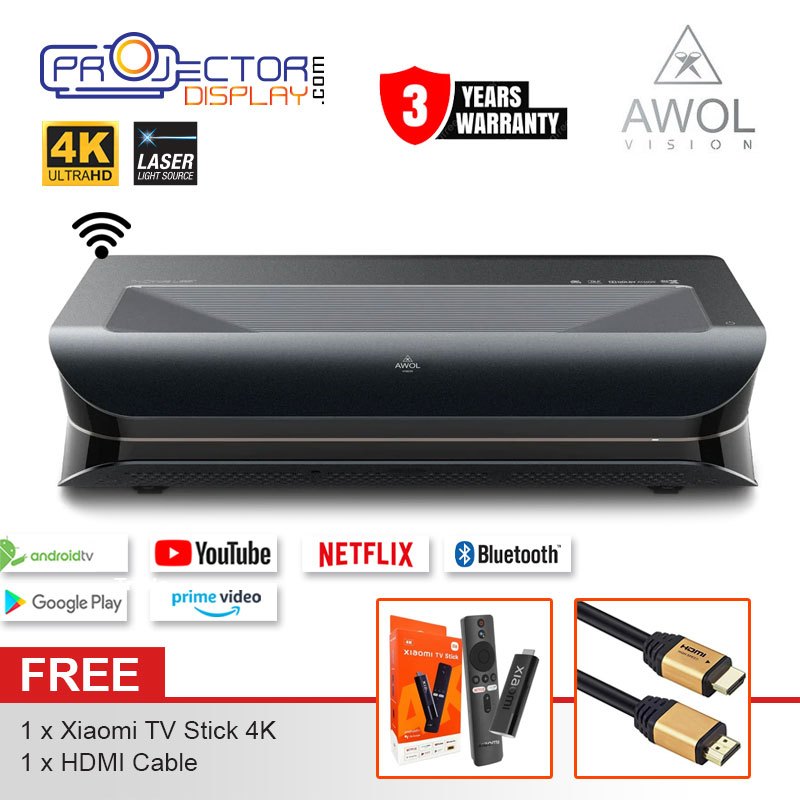 AWOL Vision LTV-3000 Pro 2600 ANSI Lumens HDR10+ 4K 3D with Dolby ...