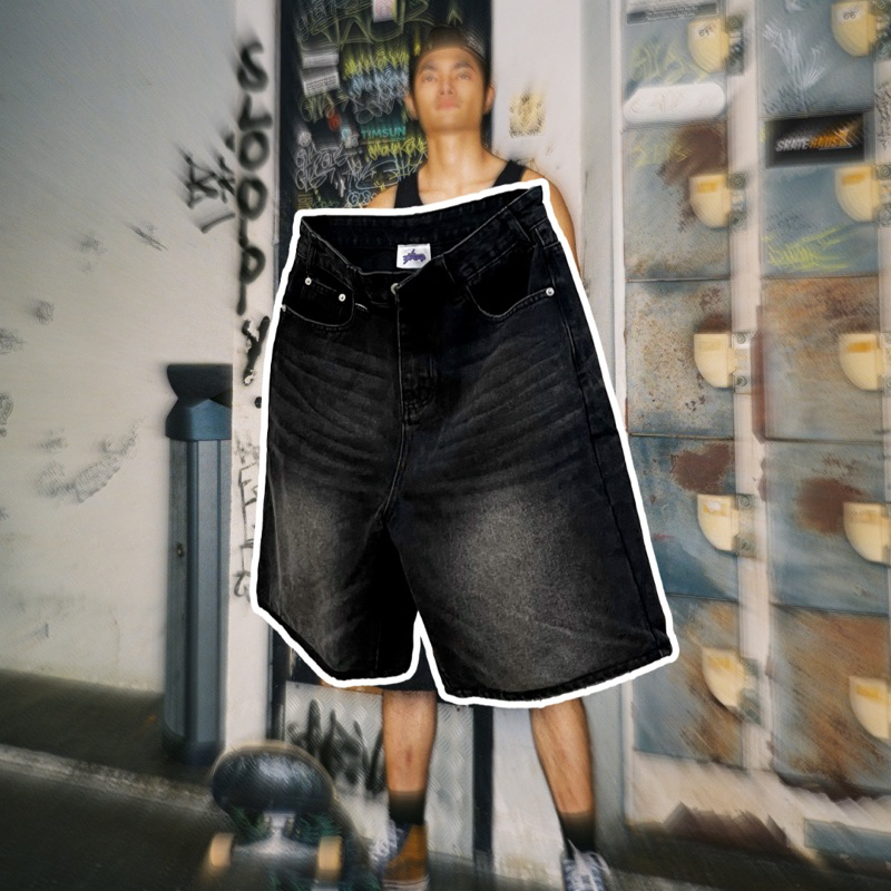 RYW. Washed Black Denim Shorts (Jorts) | Shopee Malaysia