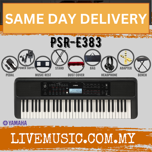 Yamaha PSR-E383 61-Keys Keyboard w/Bench,Stand, Pedal And Accessories ...