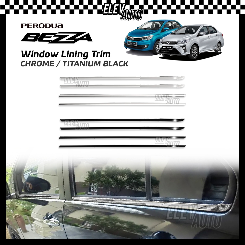 Perodua Bezza CHROME BLACK Window Lining Trim Door Belt Moulding 3D ...