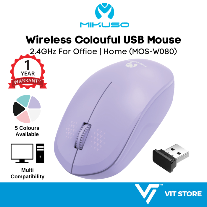 MIKUSO MOS-W080 Light Purple Wireless USB Mouse Colorful | Aksesori ...