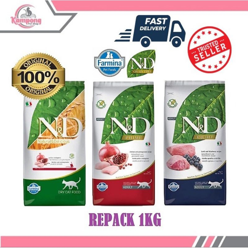 Repack 1KG Farmina N D Prime Cat Food / Makanan Kucing (Grain Free