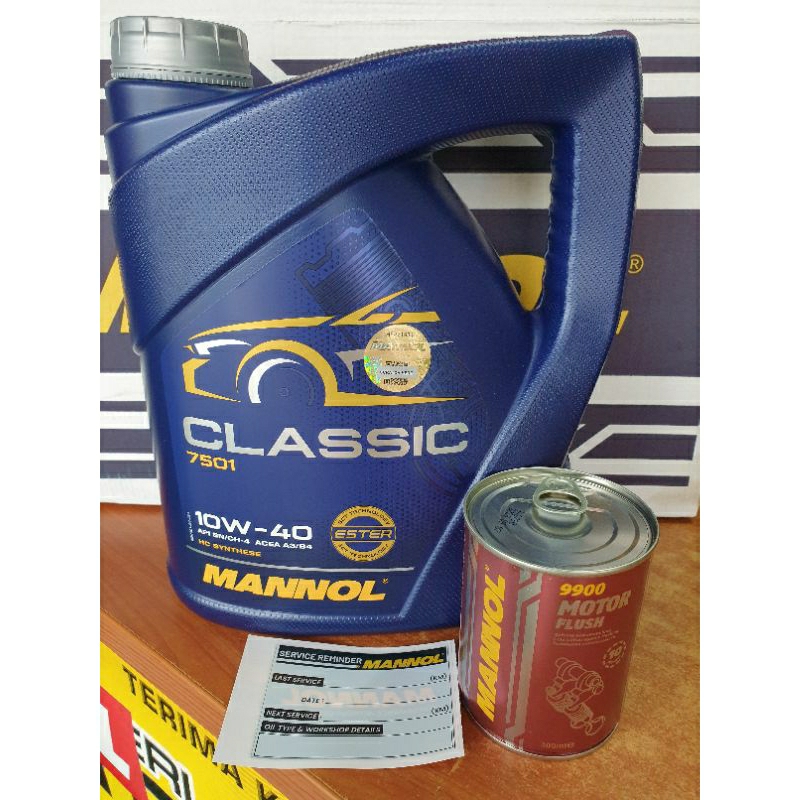 MANNOL Motoröl Classic 10W-40 & Motor Flush – 4L Öl + 300 Ml Reiniger | Teilsynthetik, API SN/CH-4 | Für Benzin- & Dieselmotoren
