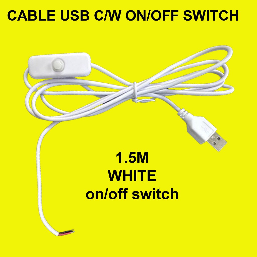 DC 5V USB Male Cable on/off Switch Jack 2Pin DIY Power Supply Extension ...