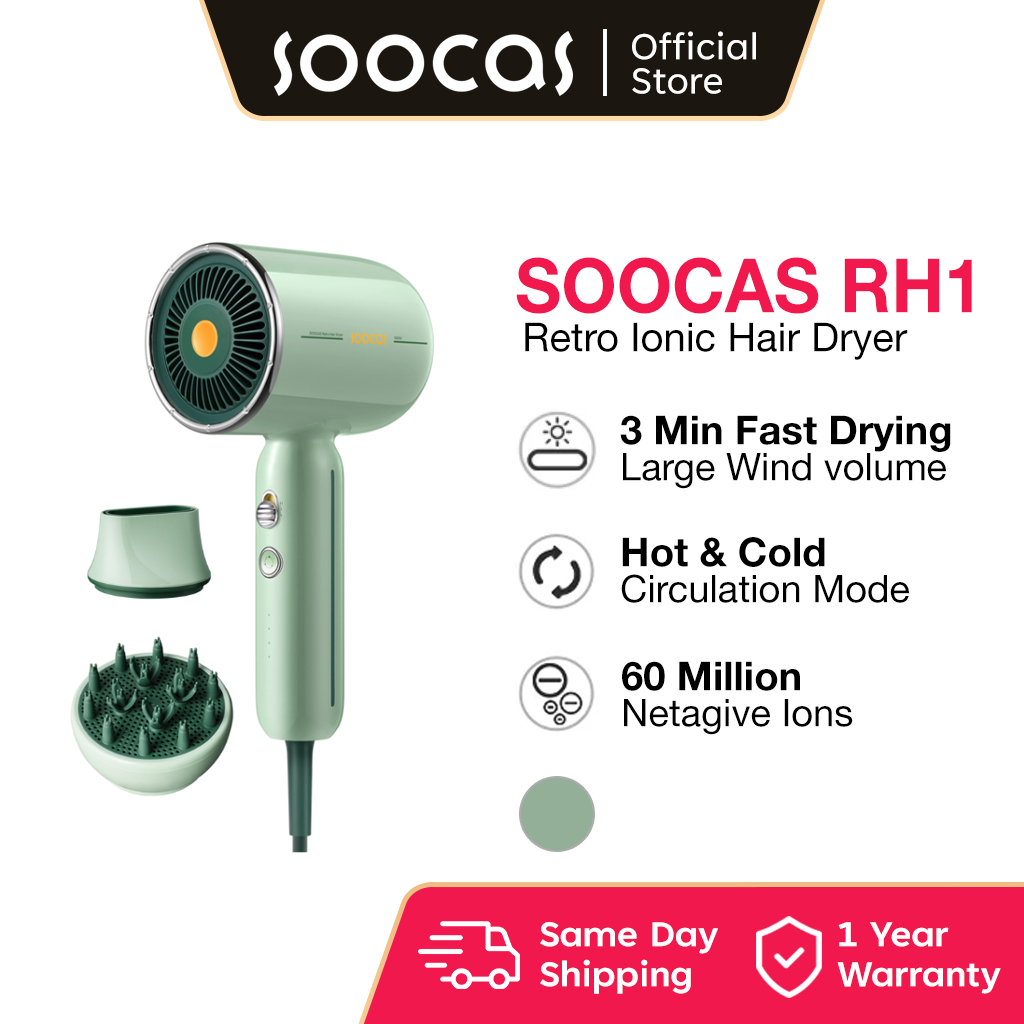 Xiaomi Soocas RH1 Ionic Retro Electric Hair Dryer With Scalp Massager ...