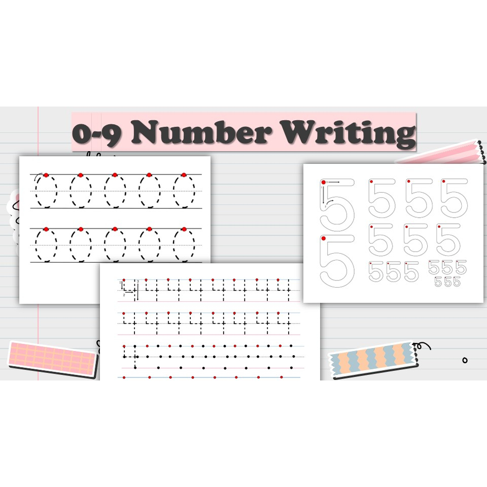 [P072] 30 pages 0-9 Number Writing Worksheet for Pre-school PDF version ...