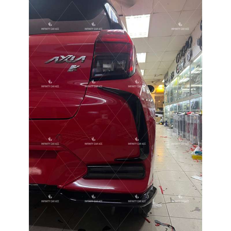 Perodua Axia 2023 2024 Rear Bumper Canard Glossy Black | Shopee Malaysia