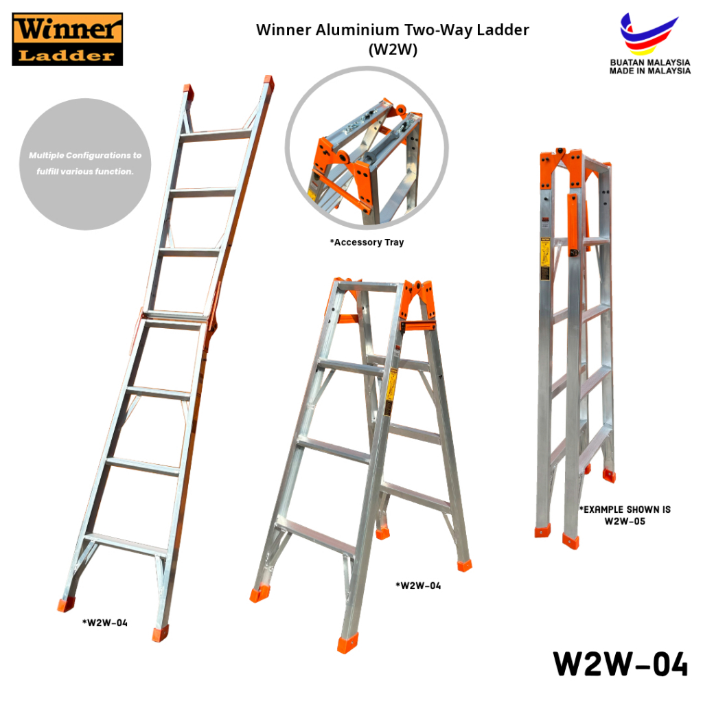 Winner Ladder Aluminium Two-Way Ladder 4+4 W2W-04 Multipurpose Ladder ...