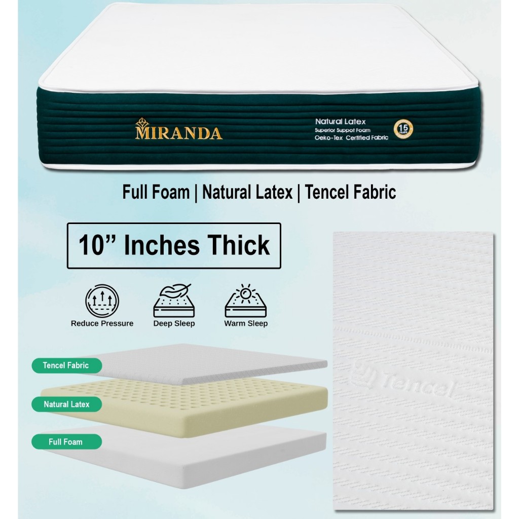 Miranda Bed Mattress High Density Foam with Natural Latex (10 ...