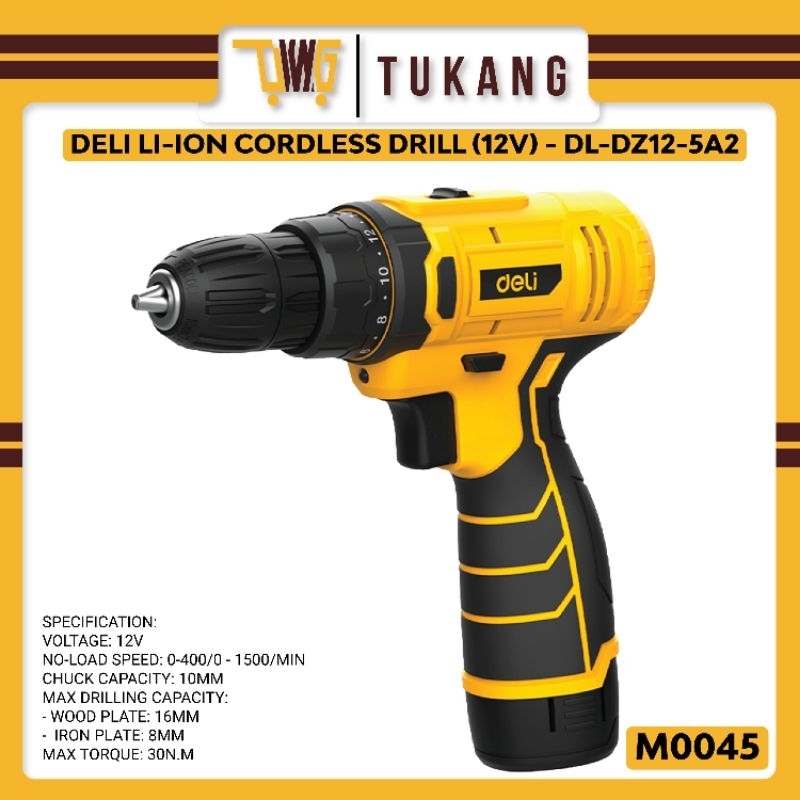 DELI LI-ION Cordless Drill (12V) Shopee Malaysia