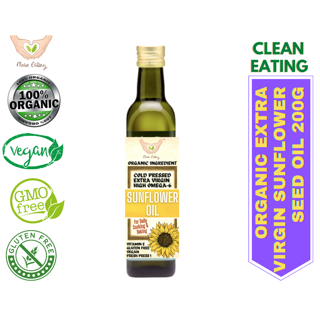 Clean Eating Organic Sunflower Oil (Extra Virgin Unrefined Cold Pressed ...