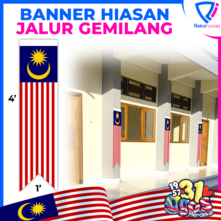 Banner Bendera Malaysia Flag Jalur Gemilang Hiasan Merdeka 1X4 Kaki ...