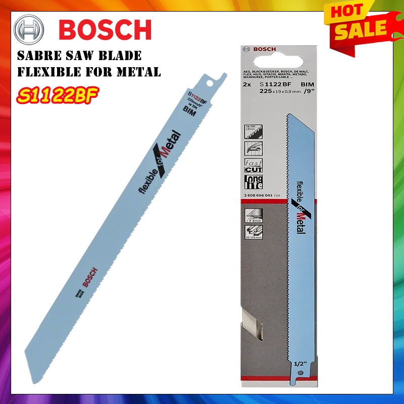 Bosch S1122BF Flush Quick Cut Sabre Saw Blade Flexible for Metal